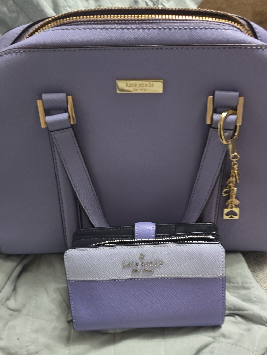Kate Spade Lavender Dome Satchel With Matching Two-Tone Wallet